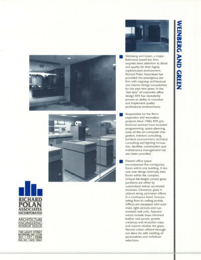 An advertisement for richard frankel associates highlighting their architectural and engineering services, with images showcasing their interior designs.